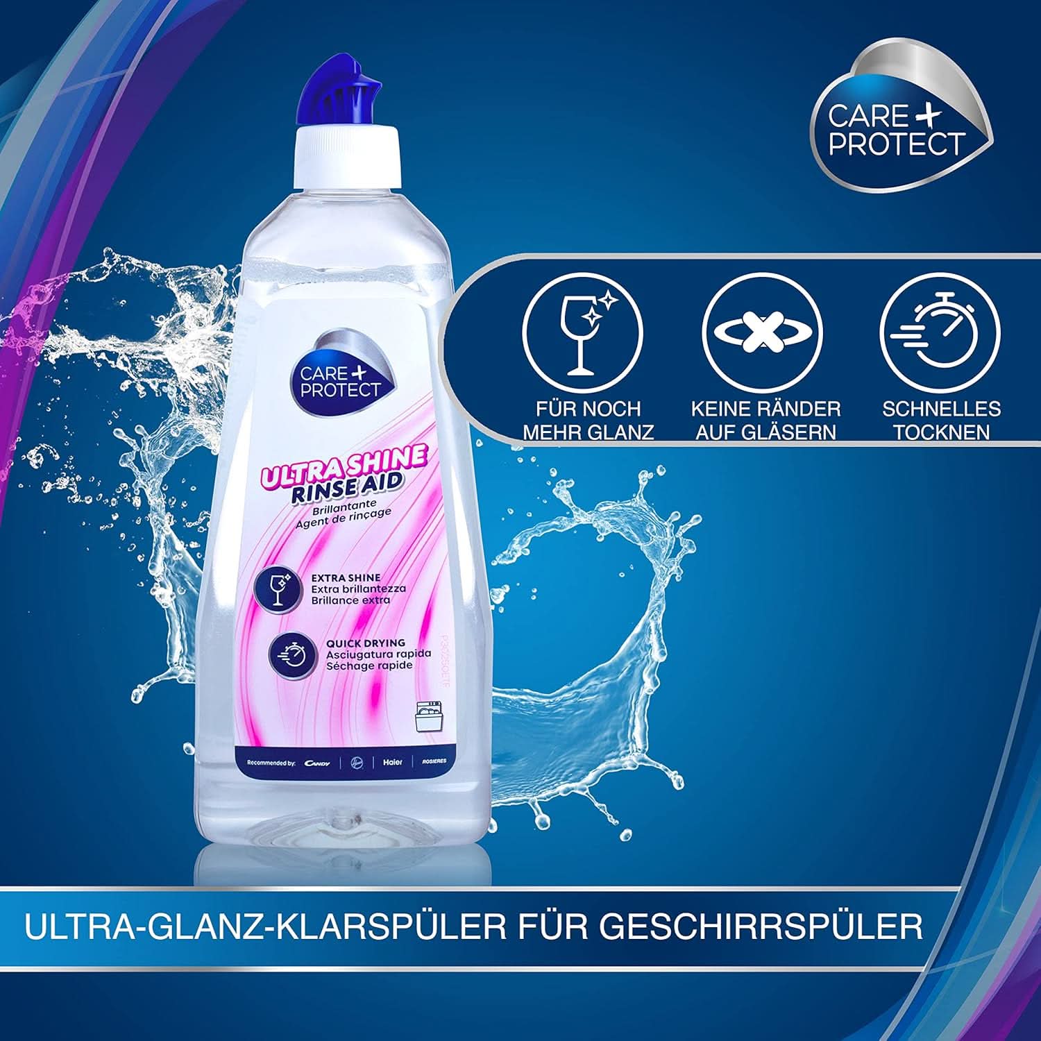 CARE + PROTECT- Uniwersalny nabłyszczacz do zmywarek Extra Shine / Do wszystkich zmywarek / Szybkoschnący / 500 ml Detergenty kuchenne Naty Shop
