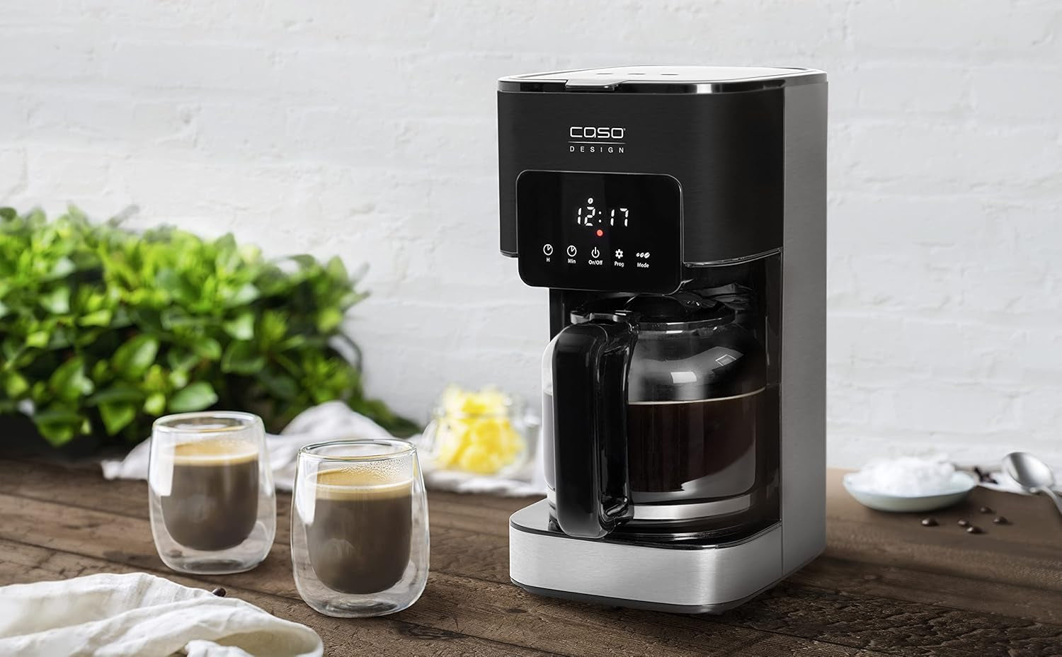 Ekspres CASO Coffee Taste and Style z filtrem stałym, 1,5 l, optymalna temperatura parzenia 92-96°C, system zapobiegający kapaniu, zoptymalizowana głowica zaparzająca, stal nierdzewna, 12 filiżanek