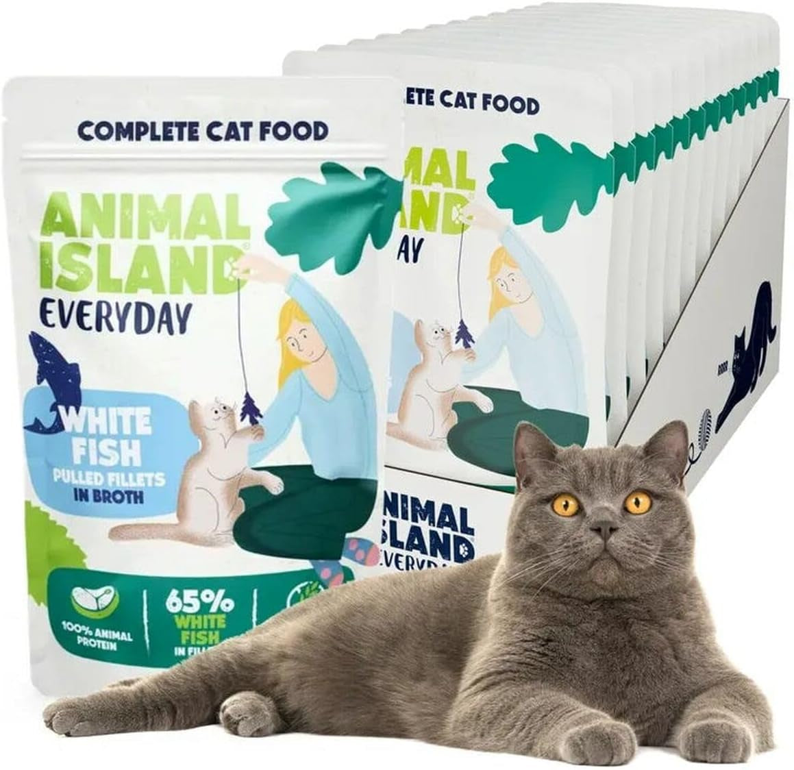 Nassfutter Alleinmenü Katze Filety dla dorosłych Kabeljau w opakowaniu Brühe Hoher Feuchtigkeitsgehalt, 12 x 85 g
