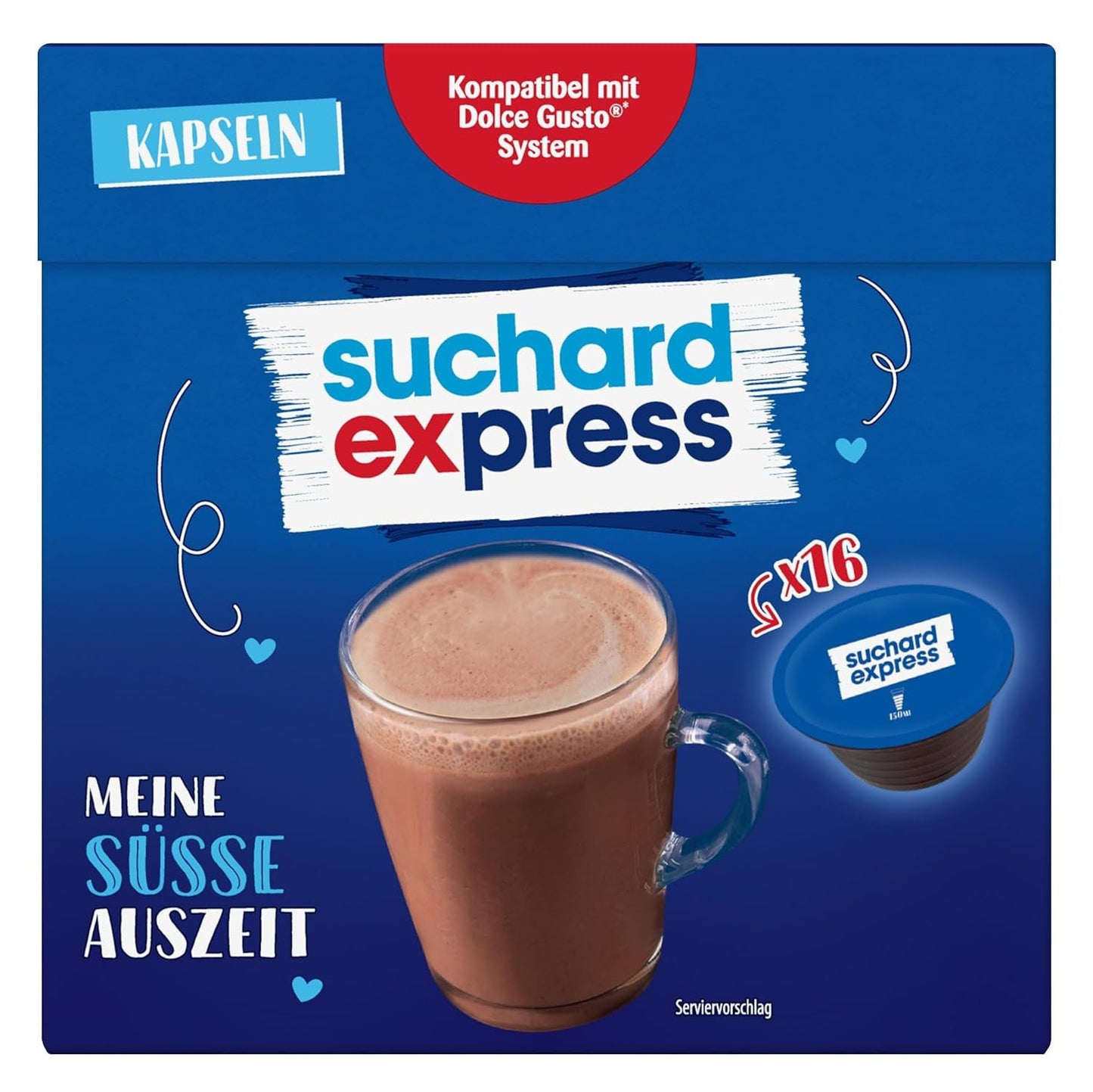 Kapsułki Suchard Express Kakao do Dolce Gusto, 3x 16 kapsułek, kompatybilne z maszyną Nescafé Dolce Gusto, Cremige Trinkschokolade