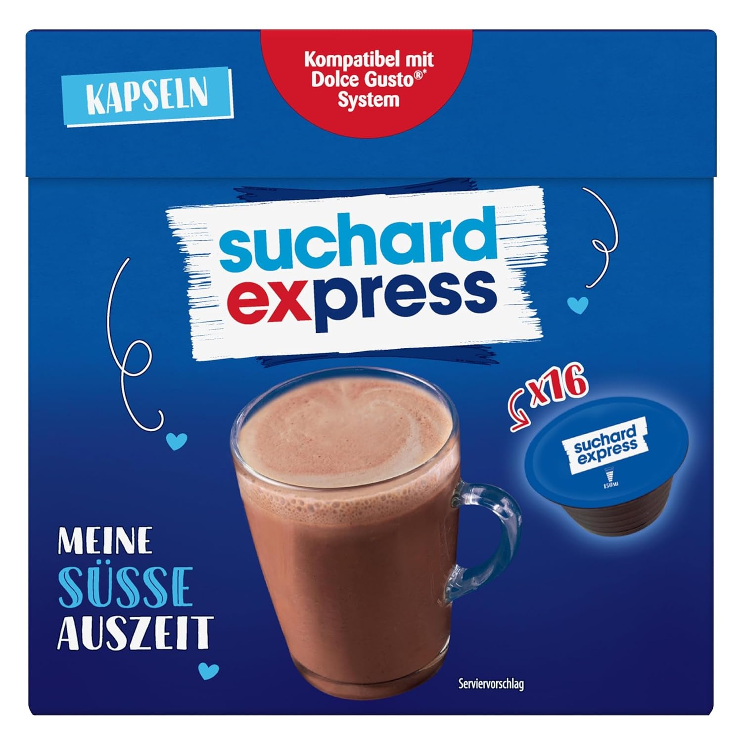 Kapsułki Suchard Express Kakao do Dolce Gusto, 3x 16 kapsułek, kompatybilne z maszyną Nescafé Dolce Gusto, Cremige Trinkschokolade
