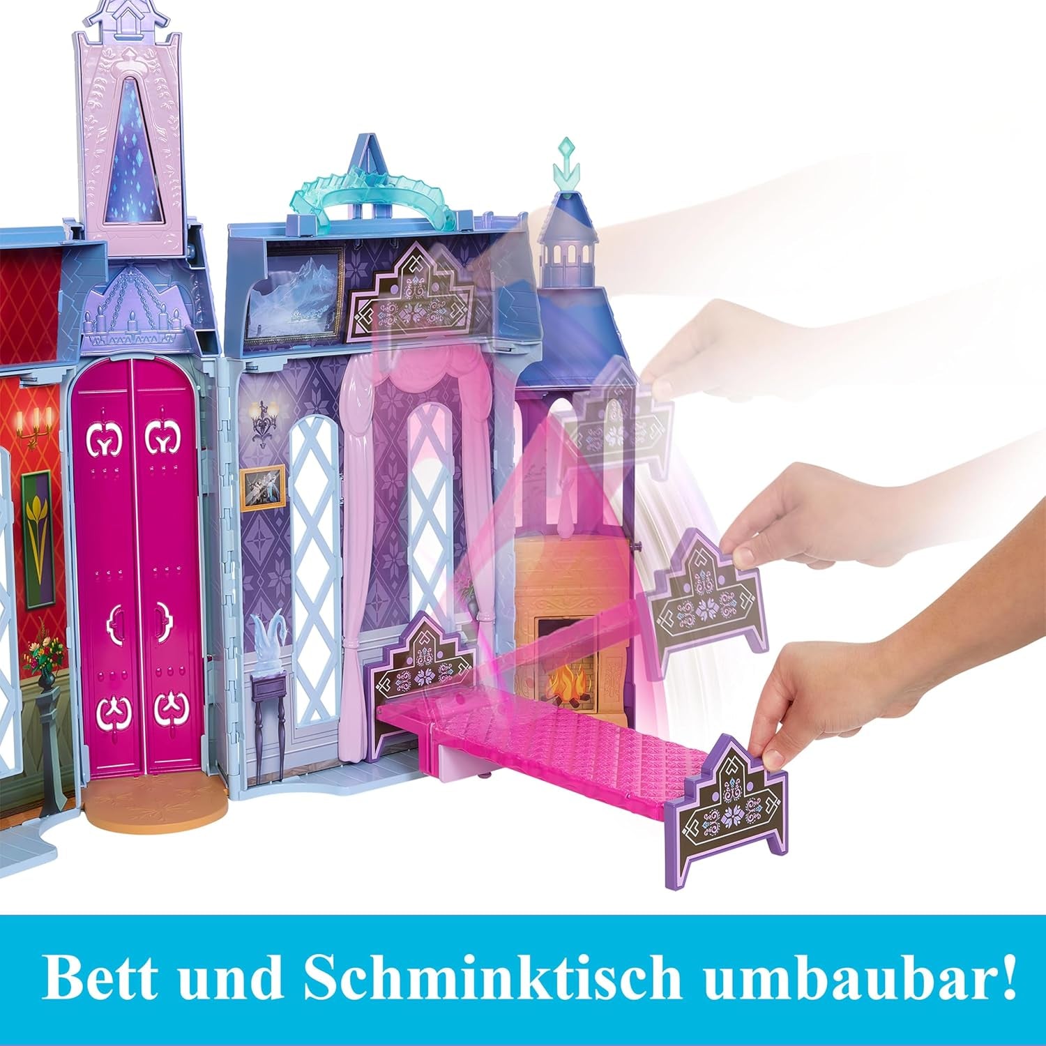 Mattel Disney Frozen - Domek dla lalek Castle Arendelle (60 cm+) z lalką Elsą, 4 place zabaw i 15 mebli i akcesoriów Disney Frozen II, HLW61