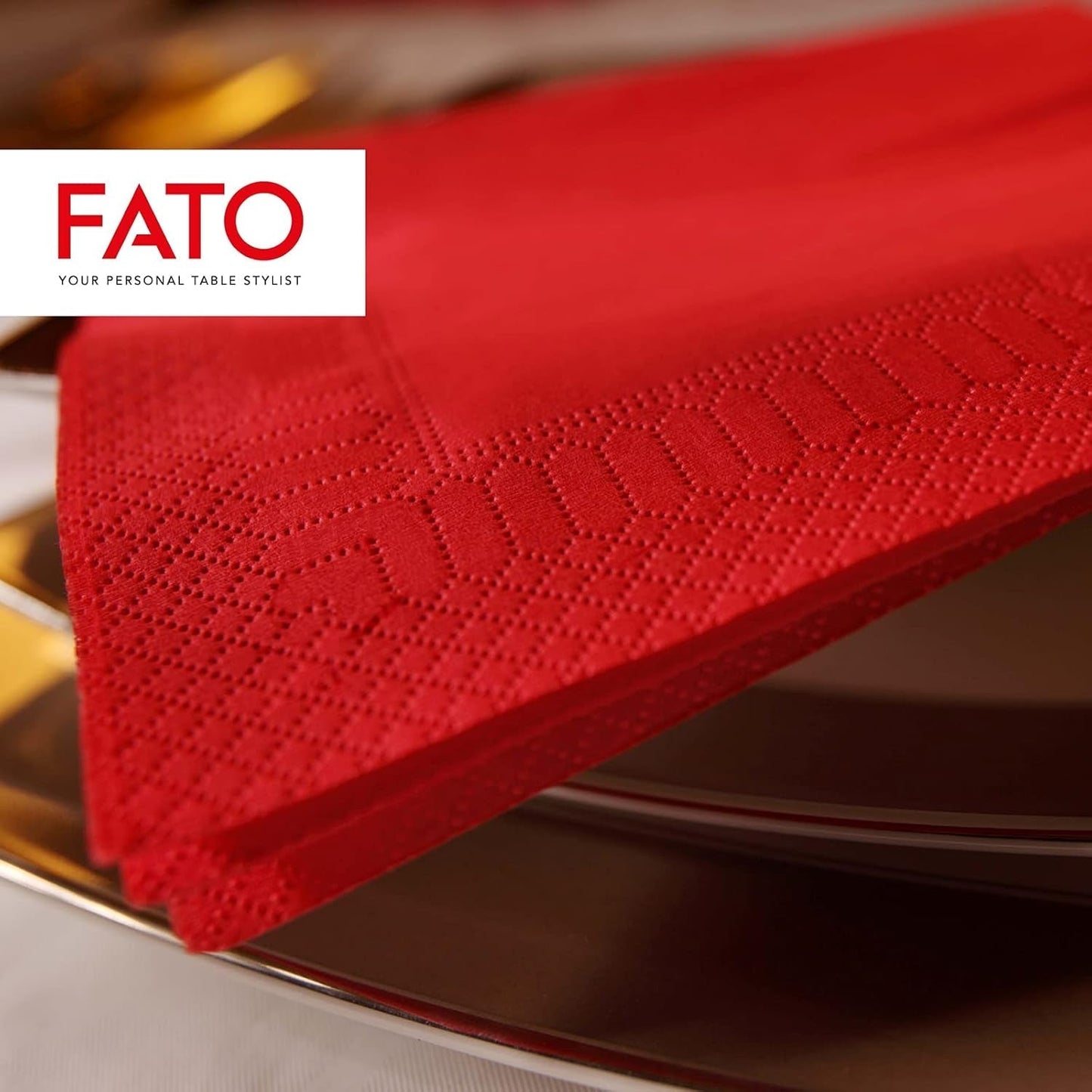 - Jednorazowe serwetki papierowe, idealne na nieformalne lunche i bufety, 50 sztuk serwetek, rozmiar 33X33, 4 części, 2 warstwy, czerwone, 100% czysty papier celulozowy, certyfikat Fsc