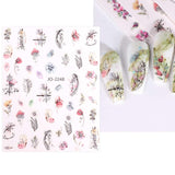 JMEOWIO Nagelsticker Frühling Blume 12 Blatt Nail Art Naklejka Selbstklebend Nagelaufkleber Blätter Dekoration Nageldesign Zubehör