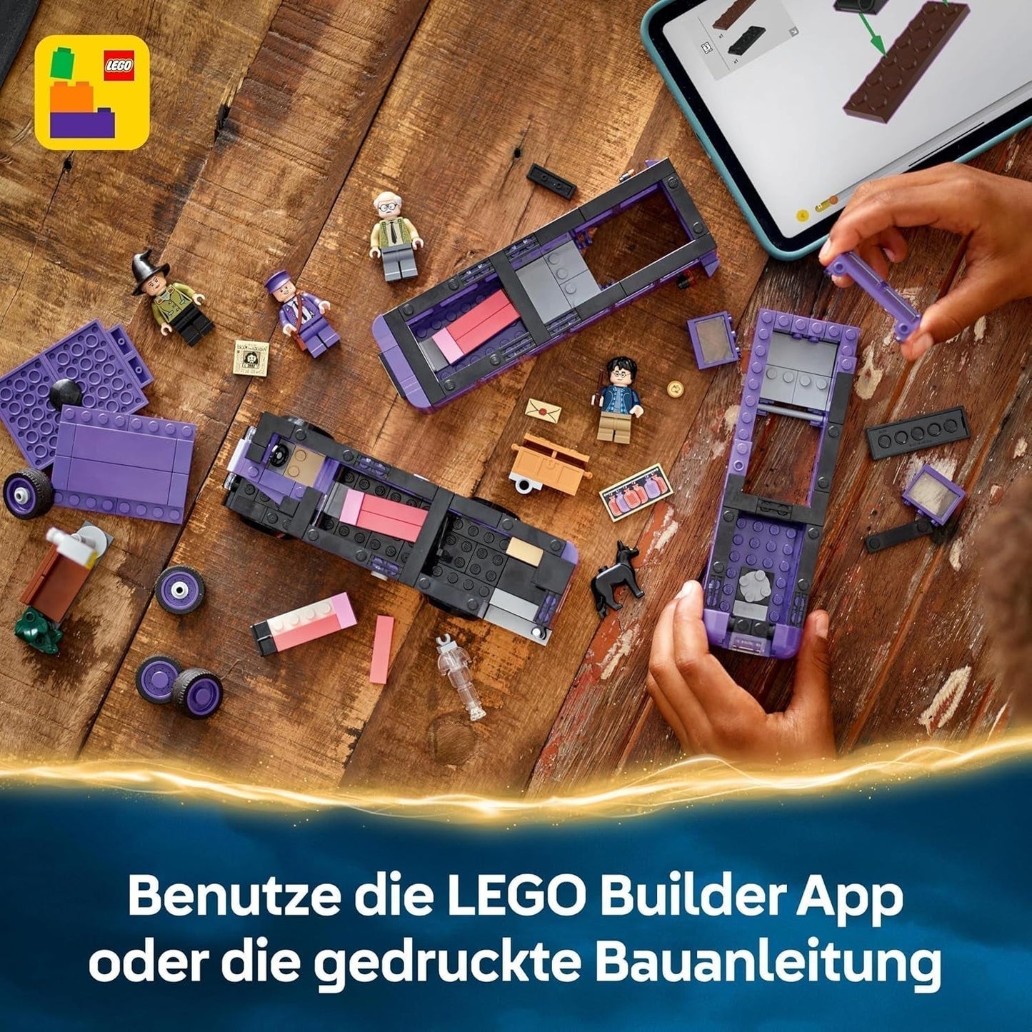 LEGO Harry Potter Przygody z podróżującym rycerzem Zestaw do budowania 5 minifigurek, w tym Ernie Prang, Stan Shunpike i autobus Łapy Zabawka dla fanów Czarodziejskiego Świata Chłopcy i dziewczęta w wieku 8 lat 76446 Zestawy do budowania Beuche den LEGO-Store