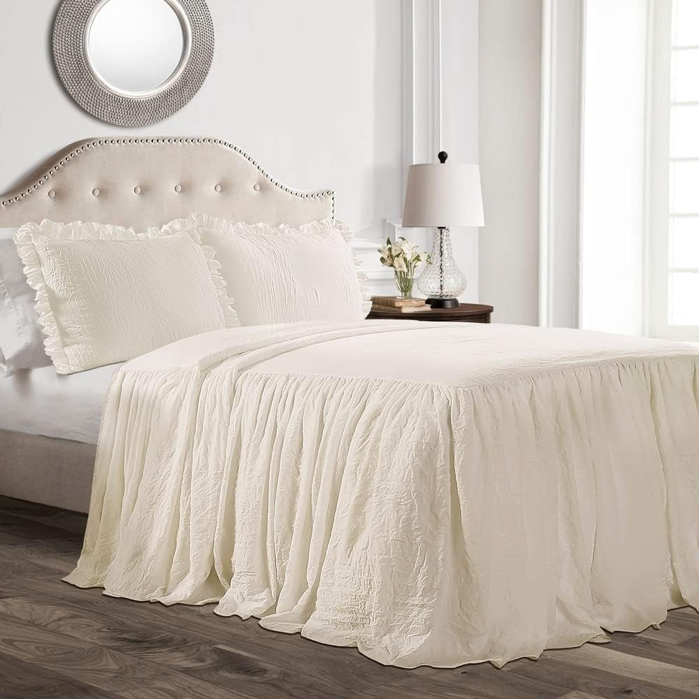Poszwa na kołdrę Lush Decor ze spódnicą z falbaną, poliester, biała, podwójne łóżka i kołdry Lush Decor Ivory Queen