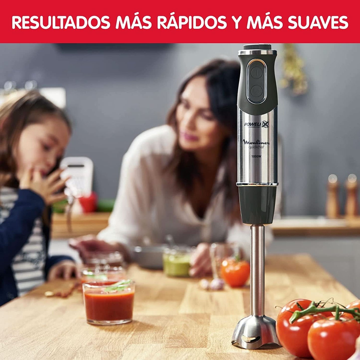 DD6558 DD655810 Quickchef Tauchmikser 3 w 1, technologia Powelix, 3 Zubehörteile, Edelstahl, Stahl/Schwarz Kitchen Naty Shop