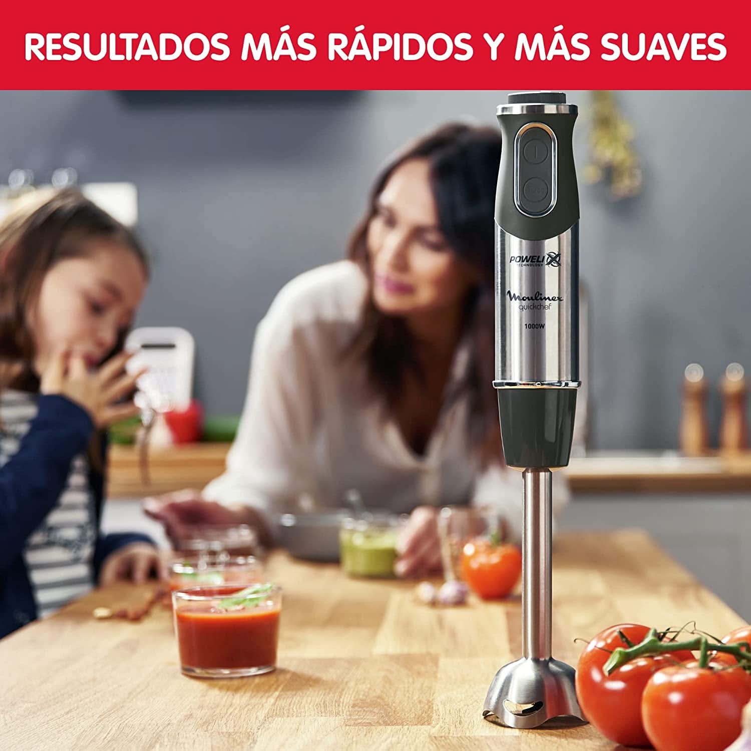 DD6558 DD655810 Quickchef Tauchmikser 3 w 1, technologia Powelix, 3 Zubehörteile, Edelstahl, Stahl/Schwarz Kitchen Naty Shop