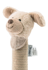 Sterntaler Baby Piszczałka Lucky Dog - Zabawka dla niemowląt wykonana z miękkiego puszystego materiału ze sznurkiem - Zabawka do łapania dla dzieci - Pierwsze próby łapania i zabawy, szaro-beżowy Bebe Toys Naty Shop