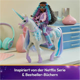 Lodowiec Unicorn Academy Unicorn — 28 cm wzrostu, oryginalny jednorożec Layla's Netflix z prawdziwą grzywą i ogonem, zdejmowaną uzdą, siodłem i szczotką, dla dzieci w wieku od 4 lat