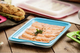 Zestaw 4 szt. krajalnic TATAY Fresh, bez BPA, wielokrotnego użytku, z możliwością układania w stosy, można myć w zmywarce i MWO, losowe kolory. Pudełka do przechowywania żywności firmy Naty Shop o wymiarach 17 cm x 3,2 cm x 25,2 cm