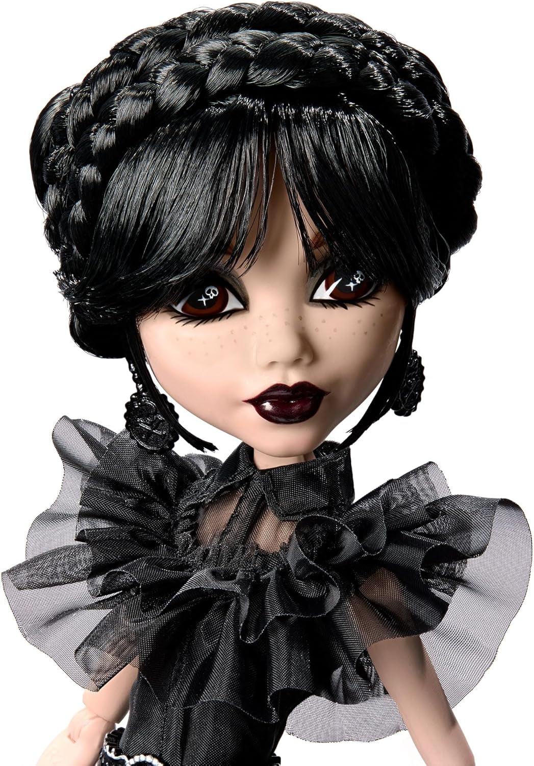 Lalka Monster High Wednesday, figurka kolekcjonerska Rave'N Wednesday w czarnej gotyckiej sukience inspirowanej sceną taneczną, akcesoria premium i stojak na lalki, HXJ03