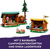 LEGO Friends Przytulne chatki na obozie przygodowym, zestaw do odgrywania ról na świeżym powietrzu, zabawka dla dziewcząt i chłopców od 7 lat z 3 figurkami i lisem, zabawka kempingowa 42624 Zestawy do budowania Besuche den LEGO-Store