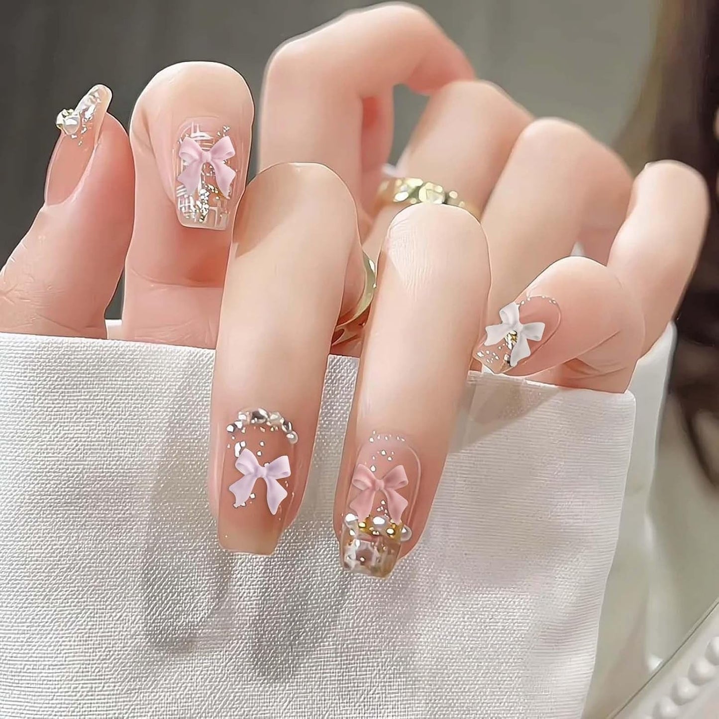 100 zestawów ozdób do paznokci Stück 3D Schleifen Nagelanhänger Nagelkunst Dekorationen Schleife Für Acrylnägel, Süße Kawaii-Schleifenanhänger, Hübsche Nagel-Schleifenanhänger-Dekoration
