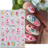 JMEOWIO Nagelsticker Blumen 6 Blatt Nail Art Naklejka Selbstklebend Nagelaufkleber Sommer Blumen Dekoration Nageldesign Zubehör