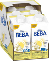 BEBA PRE Mleko początkowe od urodzenia, żywność dla niemowląt z DHA, tylko laktoza, bez oleju palmowego, opakowanie 3 (3 x 800 g) Naty Shop PRE, zestaw 6 x 200 ml 6 x 200 ml