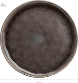MĘSER 934073 Niara Organic Series Nowoczesny 4-osobowy zestaw obiadowy o ekscytującym wyglądzie vintage, 16-częściowy serwis łączony ze specjalną kombinacją czarno-brązowej glazury, kamionka