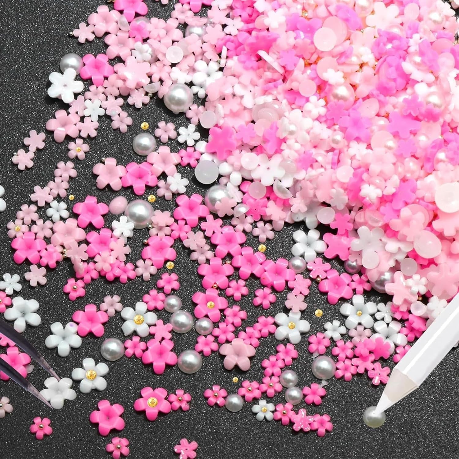 1 Karton Nail Art Charms, 3D Flowers Nagelkunst Charms, Acryl Blumen Nagel Strass Mit Ozdoben, Nagel Edelsteine, Nagel Zubehör Für Mädchen, Nagelkunst Dekoration, DIY Handwerk Nail Design