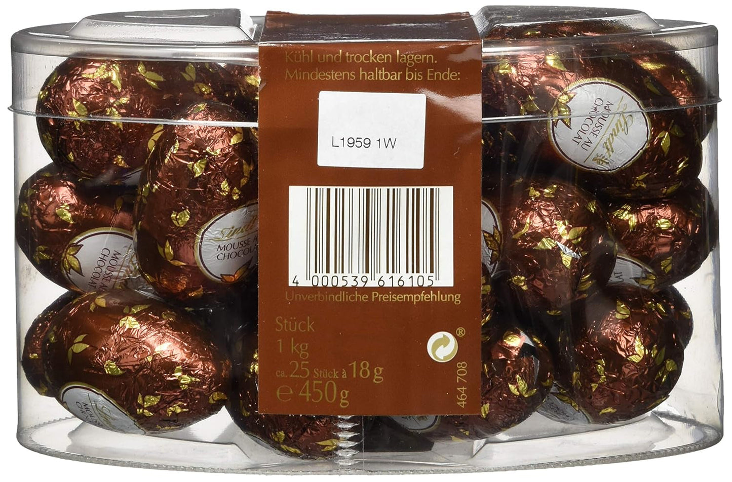 Mus czekoladowy Lindt z czekoladowymi jajkami | 450 g Mleczna czekolada wypełniona rozpływającym się w ustach musem czekoladowym | Czekolada Wielkanocna | Prezent czekoladowy | Pisanki | Czekoladowe jajka