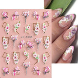 JMEOWIO 3D Nagelsticker Frühling Blume Nail Art Naklejka Selbstklebend Nagelaufkleber 5D Stereoskopisch Buntes Sommer Blumen Dekoration Nageldesign Zubehör 4 Blatt