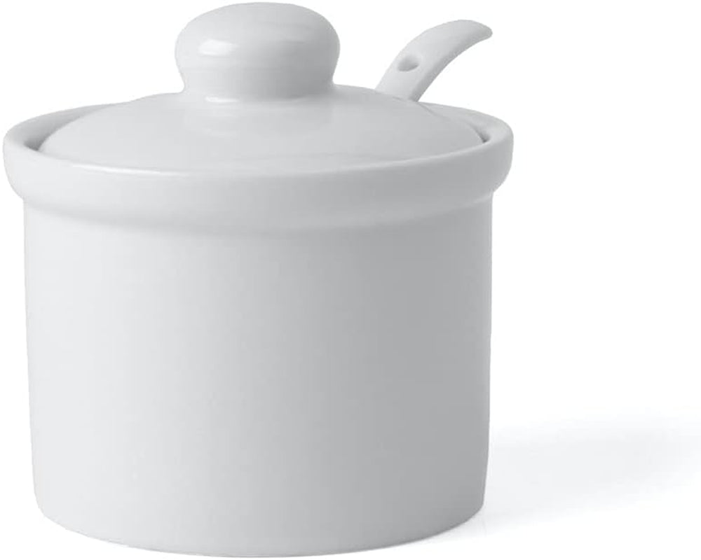 Holst Porcelain AT 216 FA1 Kanister 0,17 L Beczka z łyżeczką, biała, 8,5 x 8,5 x 6,5 cm