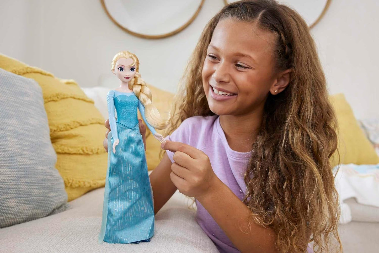 Mattel Disney Królowa Lodu Lalka Elsa, Lalka Królowej Lodu, Czesane Blond Włosy, Meble, Zdejmowane Buty, Prezenty Disneya, 3-letnie zabawki, HLW47 Naty Shop Dolls