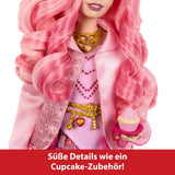 Mattel Disney Descendants: The Rise of Red Modepuppe i akcesoria – Bridget, młoda Herzkönigin, z inspirującym filmem Kleidung i Cupcake, HWT91