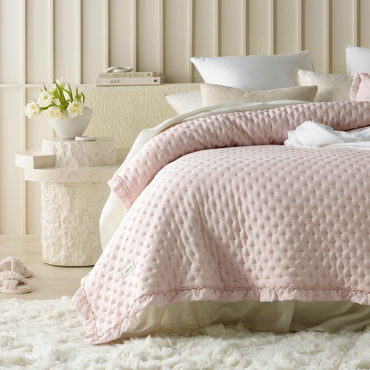 Molly Elegancka narzuta na łóżko w kolorze pudrowego różu 170 X 210 cm Narzuta uniwersalna jako narzuta lub sofa Narzuta na łóżko i sofę Styl koca Idealny jako narzuta Łóżka i koce Besuche den ROOM99-Store Pudrowy róż 170X210