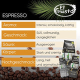 El Gusto Espresso Kaffee aus ganzen Bohnen z Kostaryki, dunkel geröstet, kreatywny Mischung, 100% Arabica, frischer Gourmet-Kaffee 3er Pack
