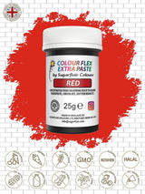 Barwnik spożywczy Sugarflair Colourflex Extra Paste czerwony - Jadalny barwnik spożywczy do śmietany, czekolady, pasty cukrowej, lukru, kremówki, mieszanek do ciast, ciast i nie tylko - 25g