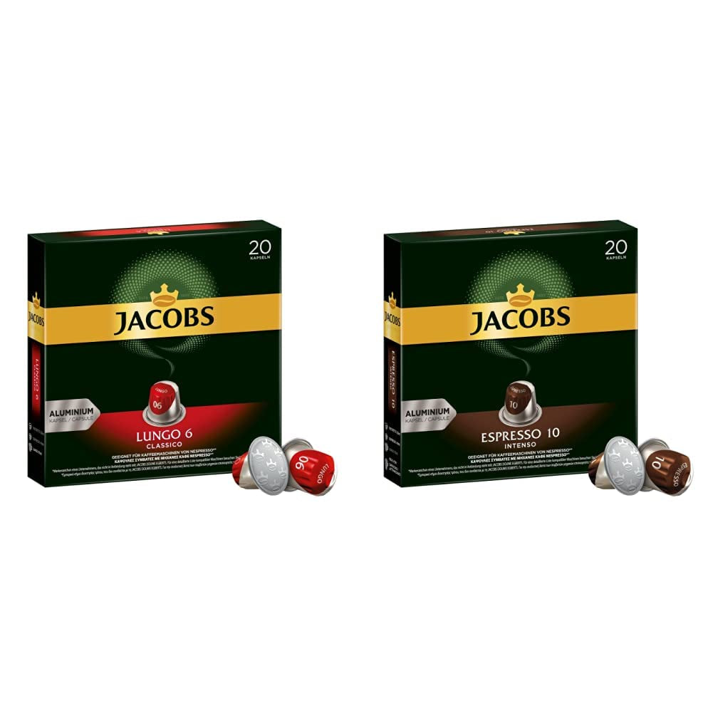 Kaffeekapseln Lungo Classico, Intensität 6 z 12, 10 x 20 Getränke & Kaffeekapseln Espresso Intenso, Intensität 10 z 12, 200 Kapseln kompatybilny z Nespresso®*, 10 x 20 Getränke