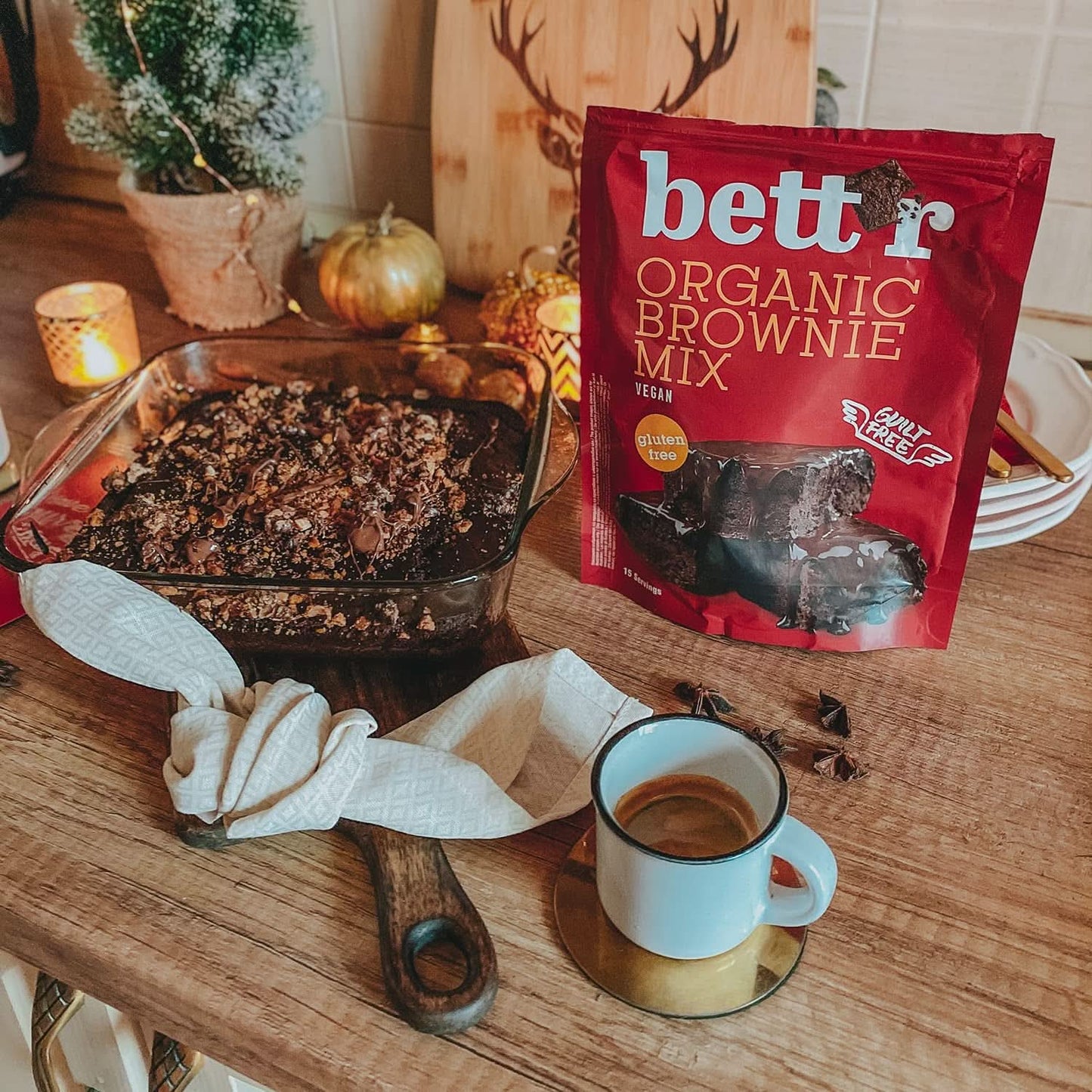 Bettr Organic Brownie Mix - Organiczne, wegańskie i bezglutenowe ciasteczka o bogatym smaku kakaowym, 6 x 400 gramów Kitchen Naty Shop