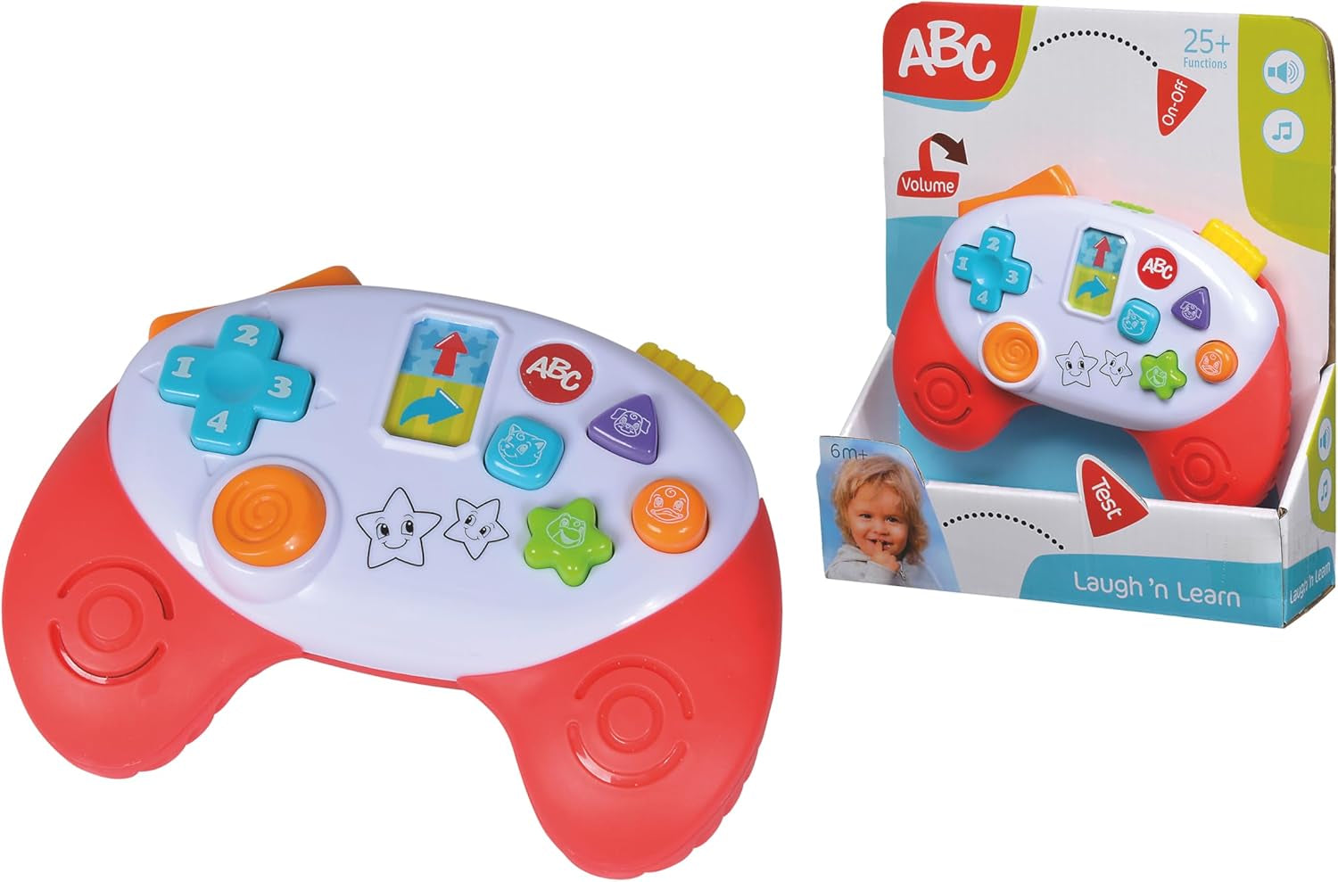 Simba 104010017 - Kontroler gier ABC, Zabawka dla dzieci, Odgłosy zwierząt, Piosenki, Ponad 20 dźwięków, Od 12 miesięcy, Umiejętności motoryczne, Konsola do zabawy, Zabawka dla malucha, Telefon do zabawy Bebe Toys Naty Shop