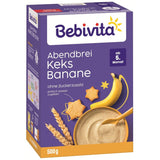 Wieczorna owsianka z ciastkami i bananami (4x500g), kaszka mleczna od 5 miesiąca, bez dodatku cukru, z cennymi minerałami i witaminami, bardzo sycąca