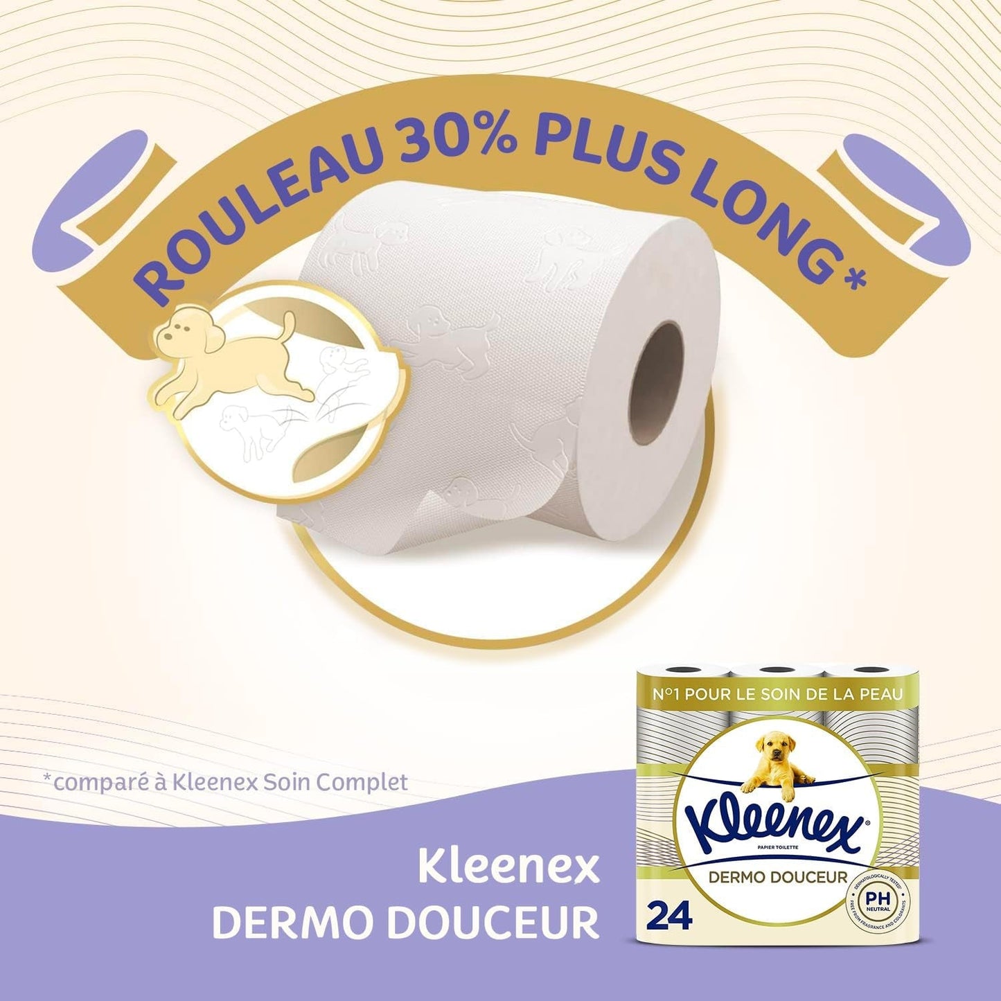 KLEENEX Dermo Douceur 4230420 Papier toaletowy, 24 rolki (4 x 6 rolek) biały, 24 sztuki (partia 6)