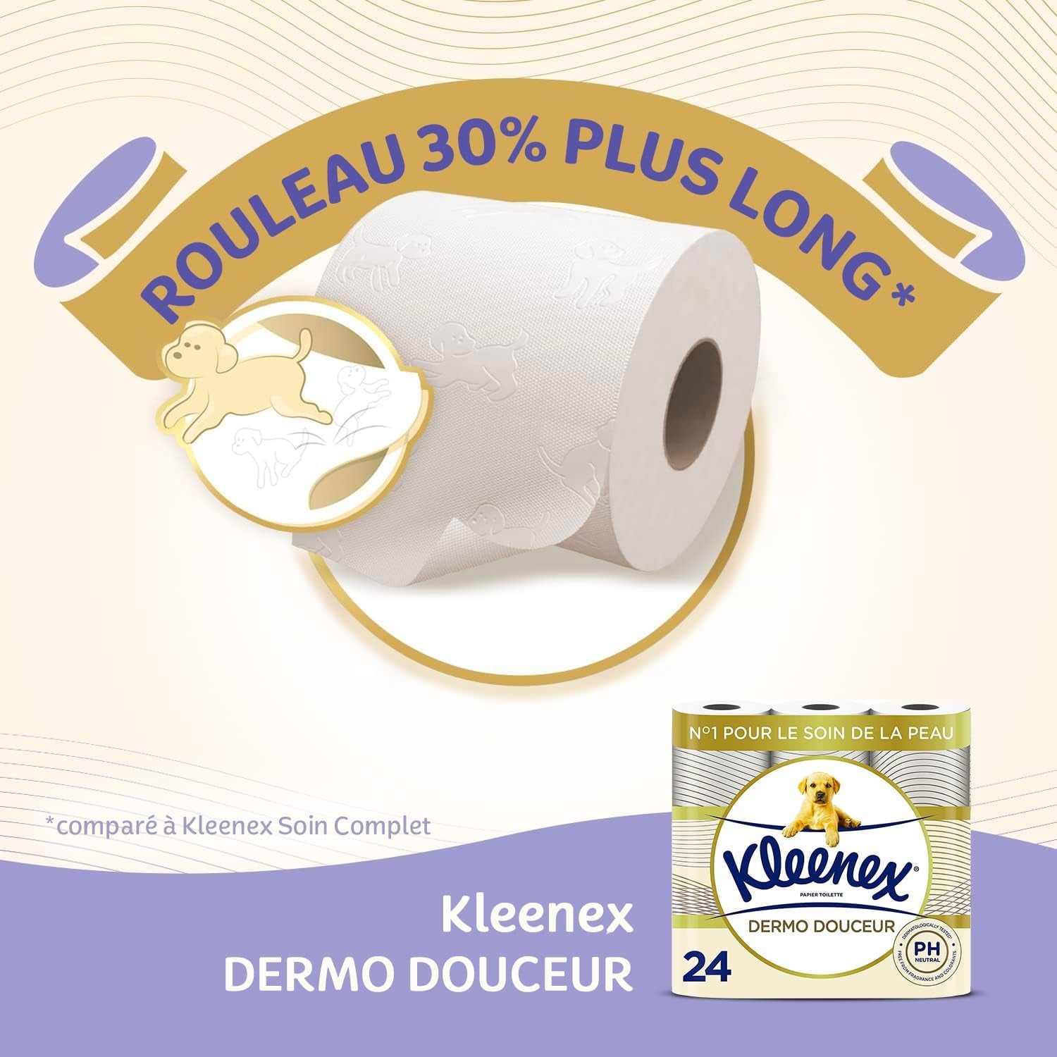 KLEENEX Dermo Douceur 4230420 Papier toaletowy, 24 rolki (4 x 6 rolek) biały, 24 sztuki (partia 6)