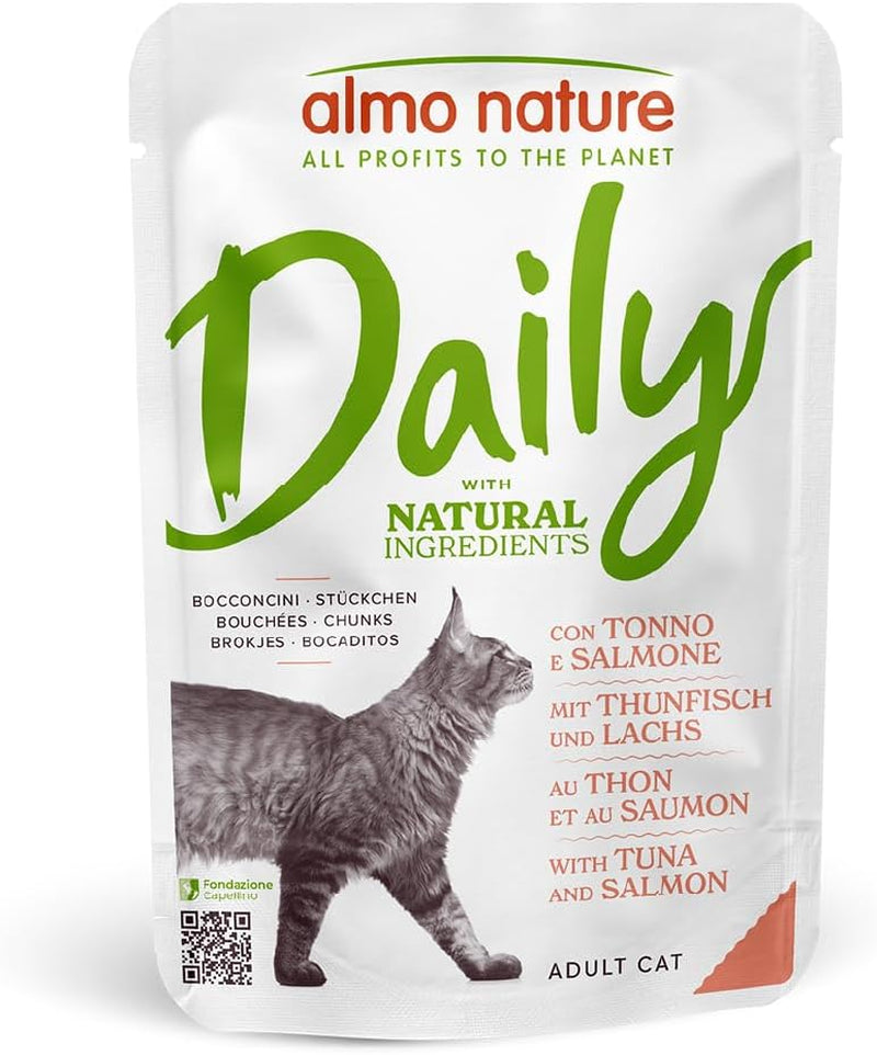 Almo Nature Daily - Mokra karma dla kotów - Tuńczyk i Łosoś - 70g, opakowanie 30 szt
