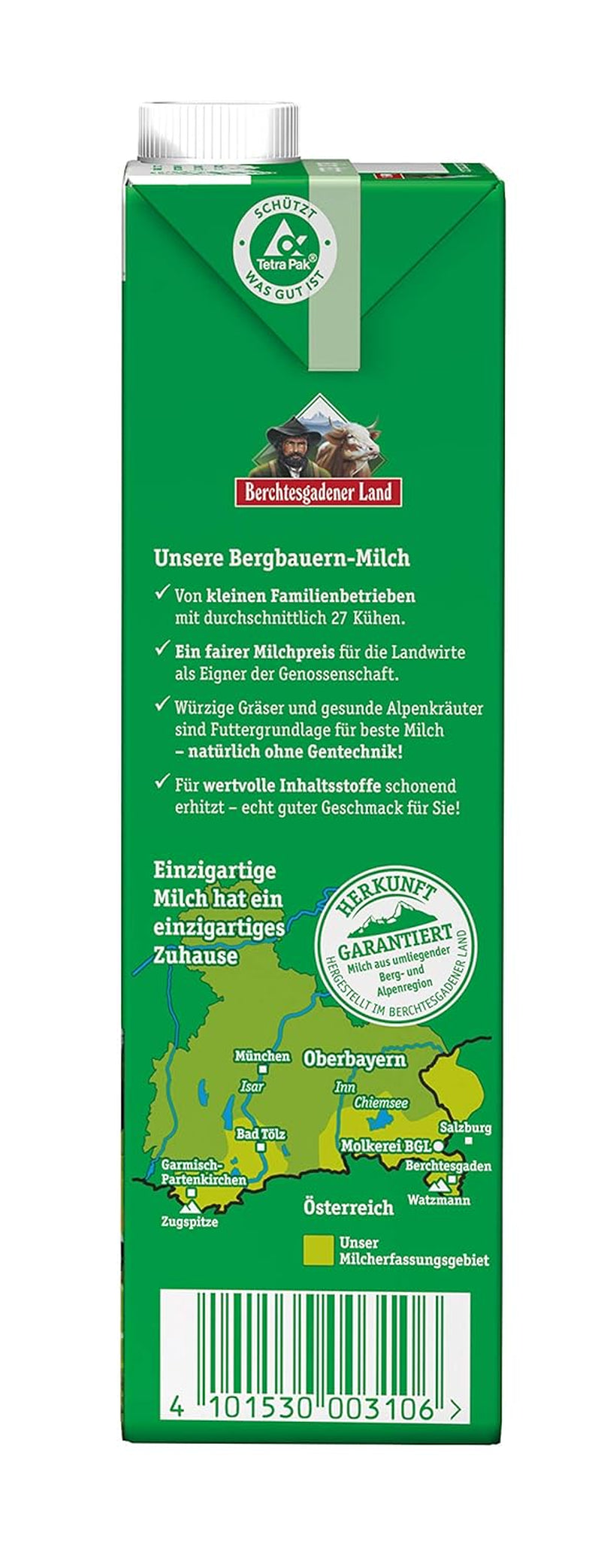 Berchtesgadener Land Haltbare Bergbauern-Milch, 1,5% Fett, opakowanie 12er (12 x 1 l)