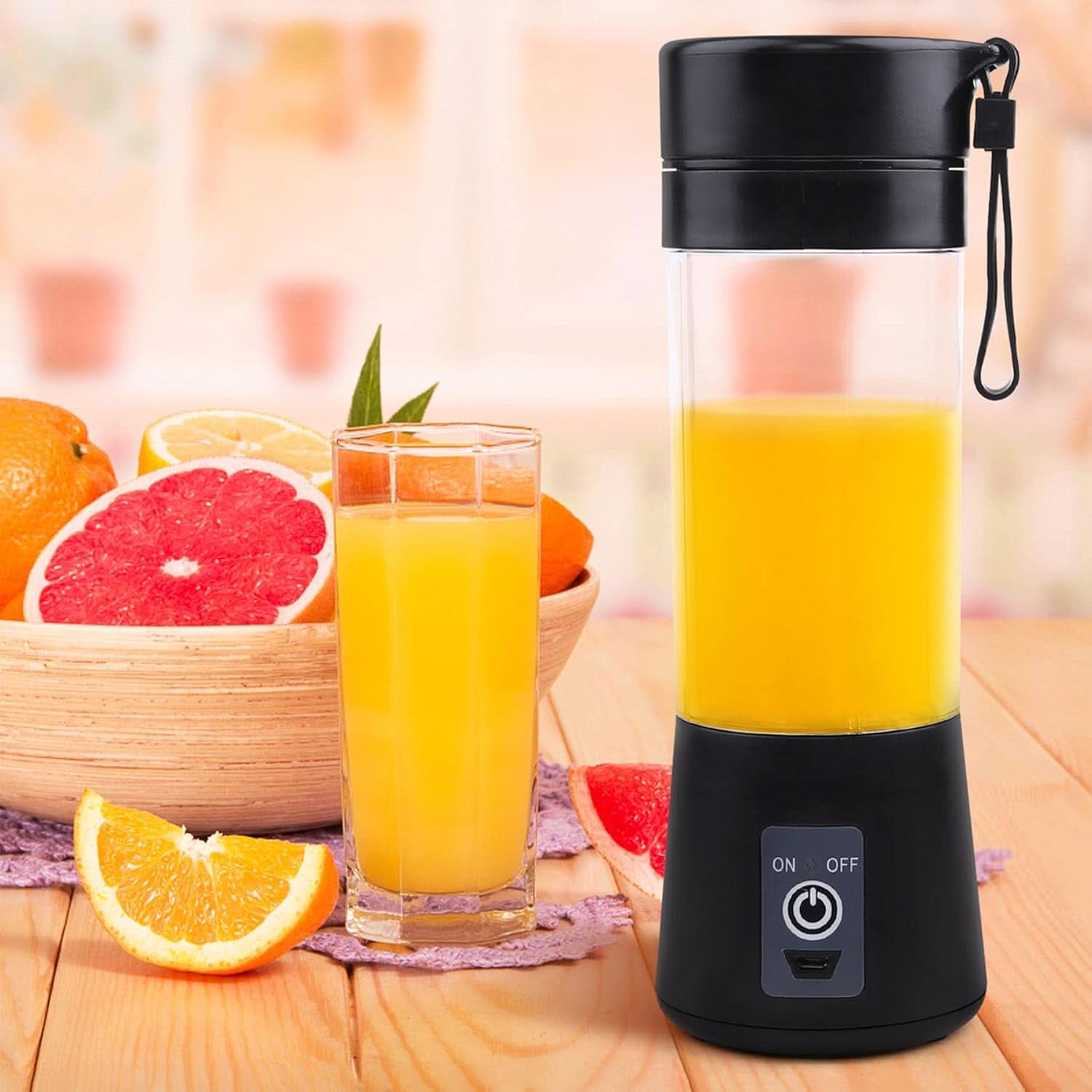 Mikser Smoothie Maker Tragbarer Entsafter: 380Ml Standmixer Persönlicher Shaker Proteinshake Mit 6 Edelstahlmesser Tragbar-Bpa-Freie Mit Usb-Mixbecher Für Shakes,Saftoutdoor,Schwarz Bucatarie Naty Shop