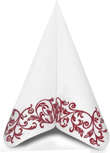 Shoptoria Rob Bordo ciemnoczerwone serwetki z ozdobnym wzorem - dekoracje stołu / wesele - 50 składanych serwetek X, 40 X 40 cm