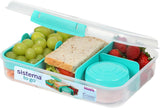 System pojemników na lunch Bento Box TO GO z przegródkami | Pudełko na lunch o pojemności 1,25 l z pojemnikiem na jogurt/owoce | dla dzieci i dorosłych l | Bez BPA Minty Teal [21685-8T], miętowa zieleń Pudełka do przechowywania żywności Naty Shop Minty Teal 1,48 l (zawiera pojemnik 150 ml)
