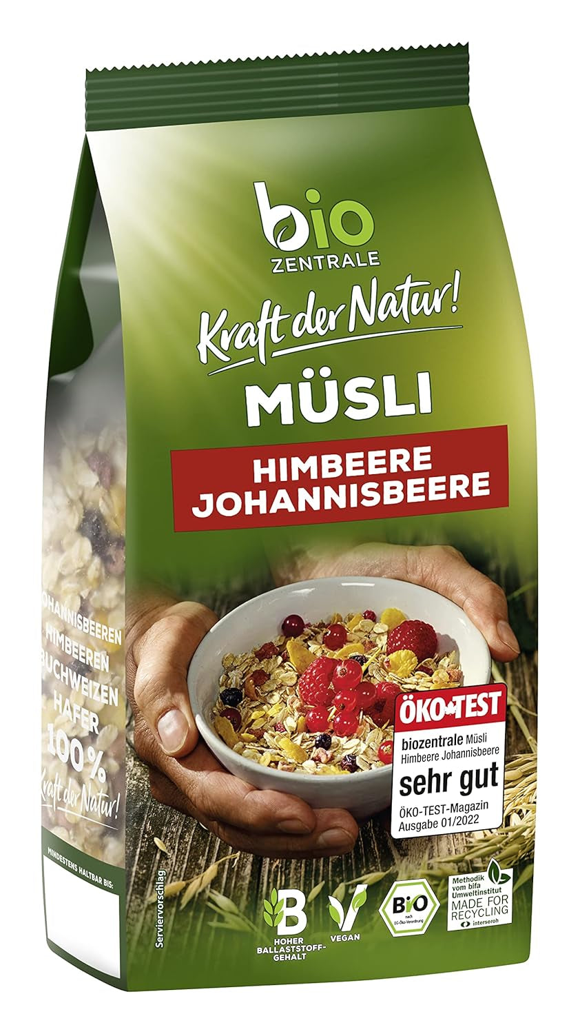 Biocentralne Musli z gorzką czekoladą | 500g Organiczne Wegańskie | Idealny na śniadanie i filiżankę musli na wynos | Alternatywa dla batonów musli