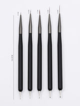 Nagelkunst-Pinsel, 5 Stück, Nailart-Pinsel, Punktierstift-Werkzeuge, Malkunst-Design-Pinsel-Set Für Lange Linien, Dünne Detale, Feine Zeichnungsgrößen 7/9/11/15/22 Mm, Czarny