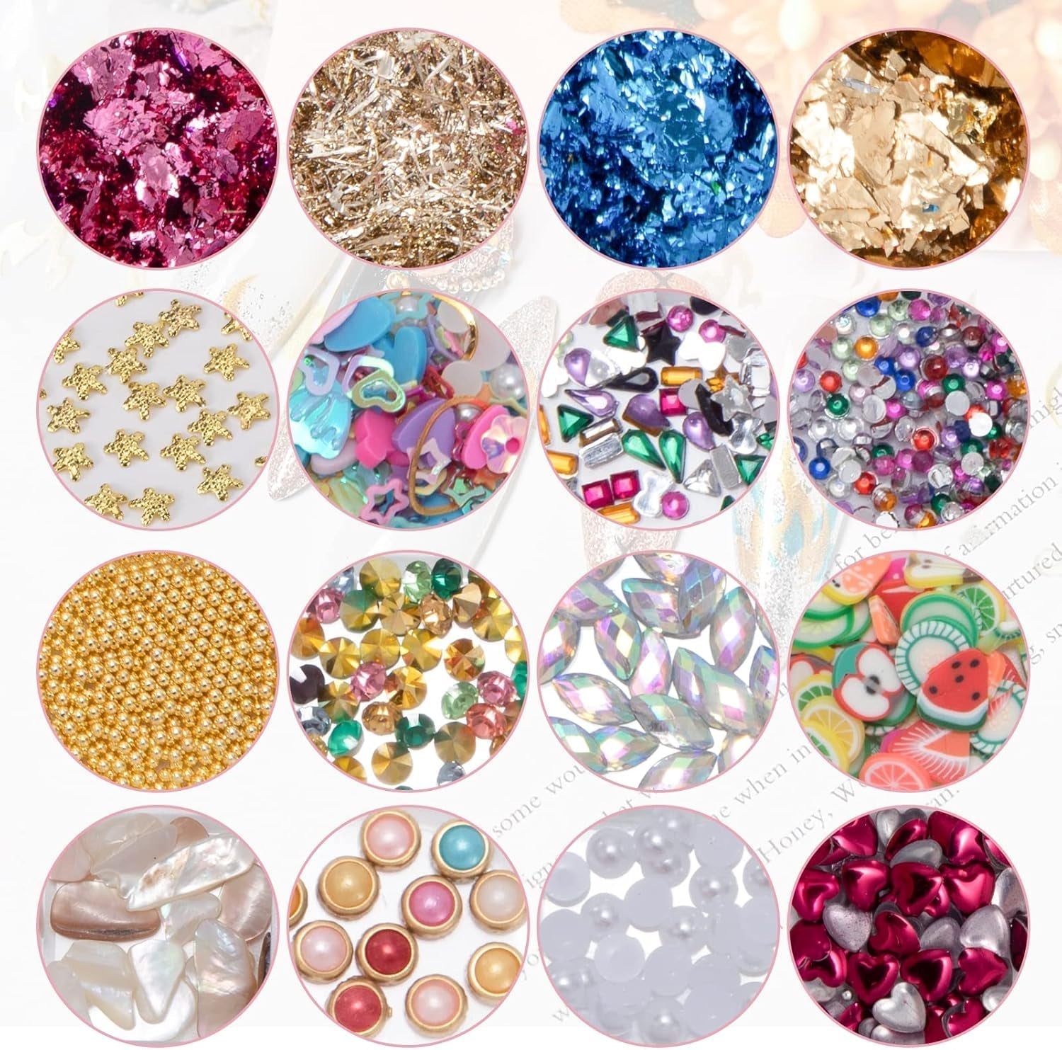 7 Boxen Strasssteine ​​​​Nägel, zestaw do zdobienia paznokci Strass Nagelglitzer Paillettes Nagel-Edelsteinen Kristalle Perlen Diamanten Metall Nieten Für DIY Dekoration Nageldesign (wielokolorowy)