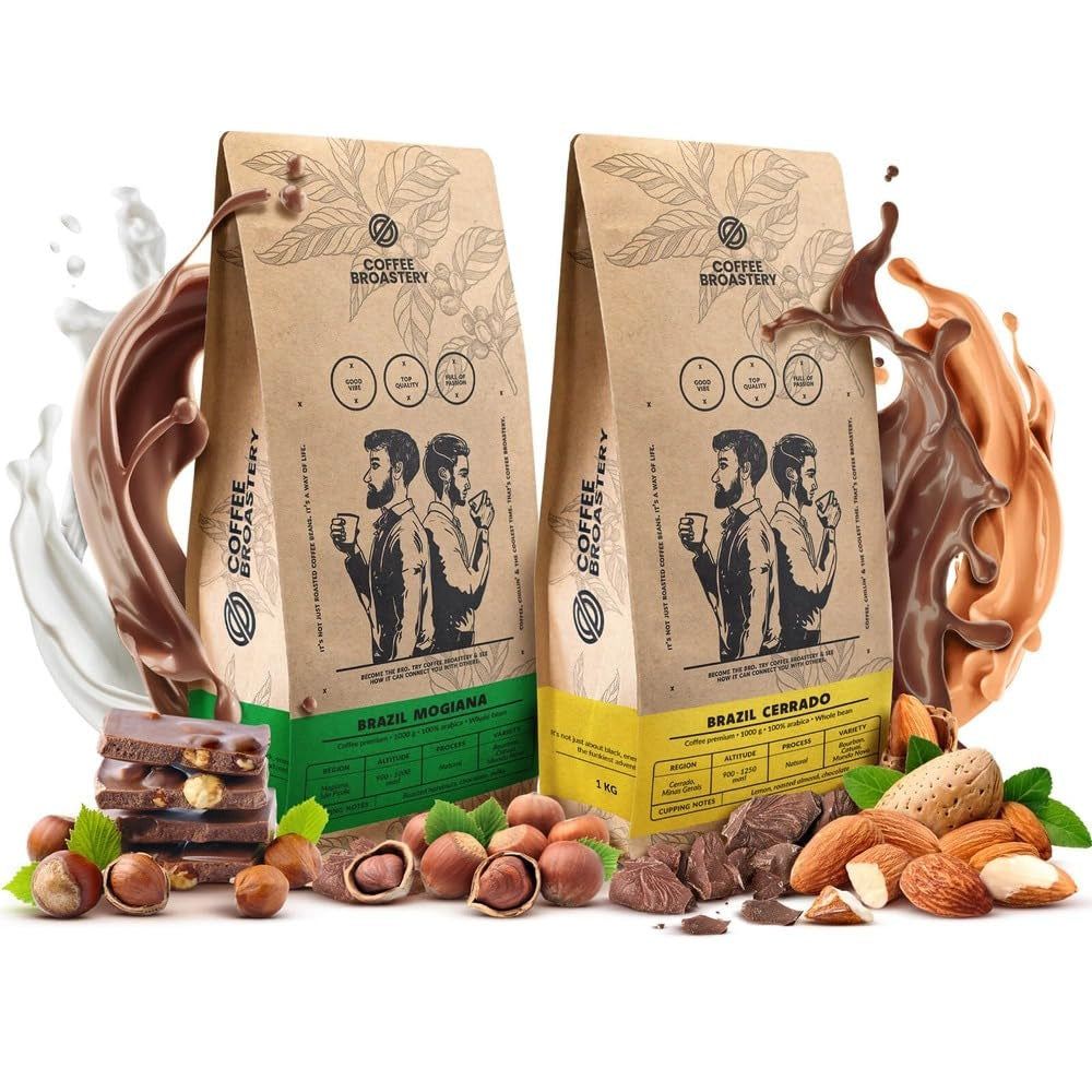 Zestaw ziaren kawy 2x1kg 2000g | Brazylia Mogiana | Brazylia Cerrado | Brazylia | Specjalna kawa | Świeżo smażone