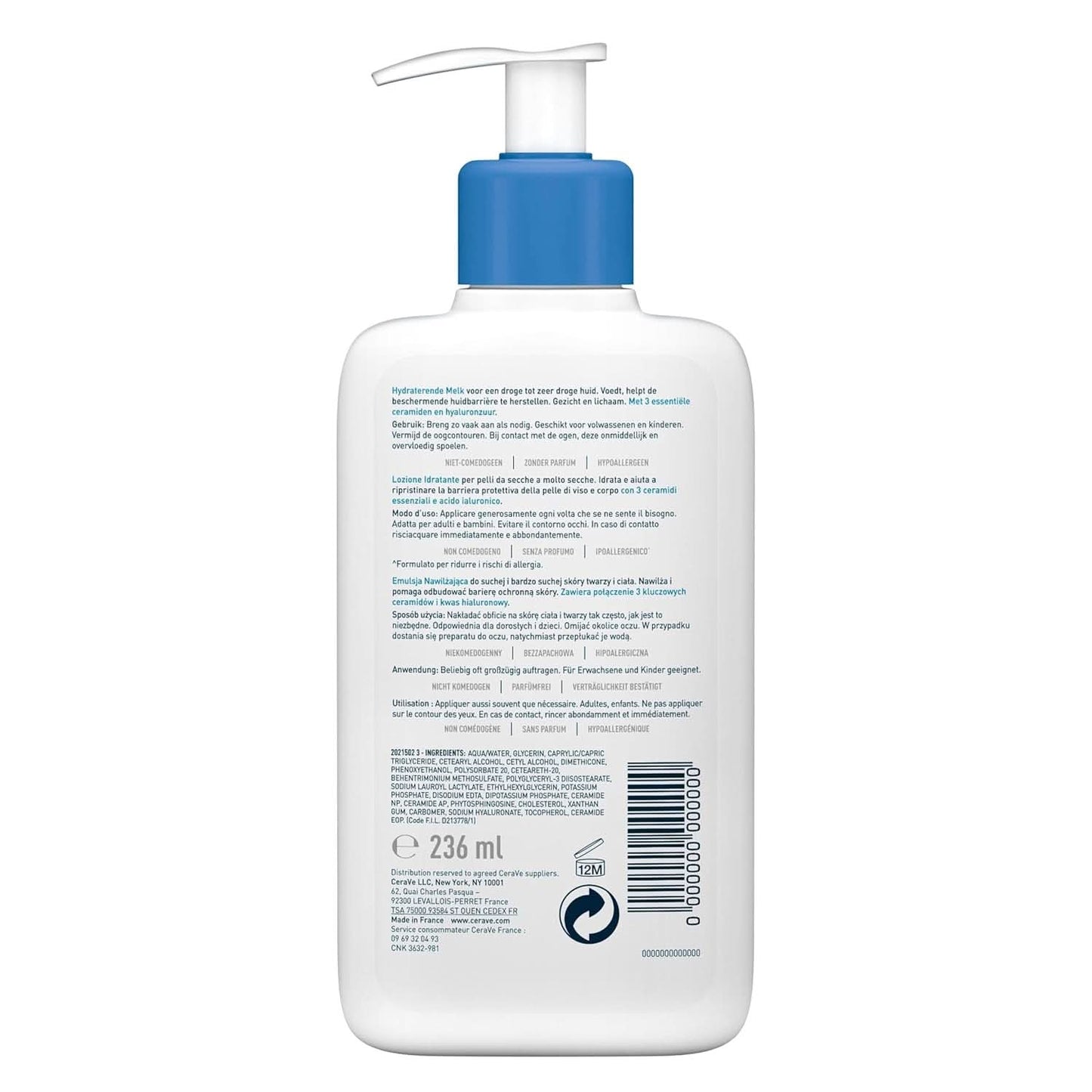 Cerave balsam do ciała z pompką dozującą, odpowiedni do atopowego zapalenia skóry oraz skóry suchej i bardzo suchej, 236 ml Sklep Kosmetyki i Urody Naty