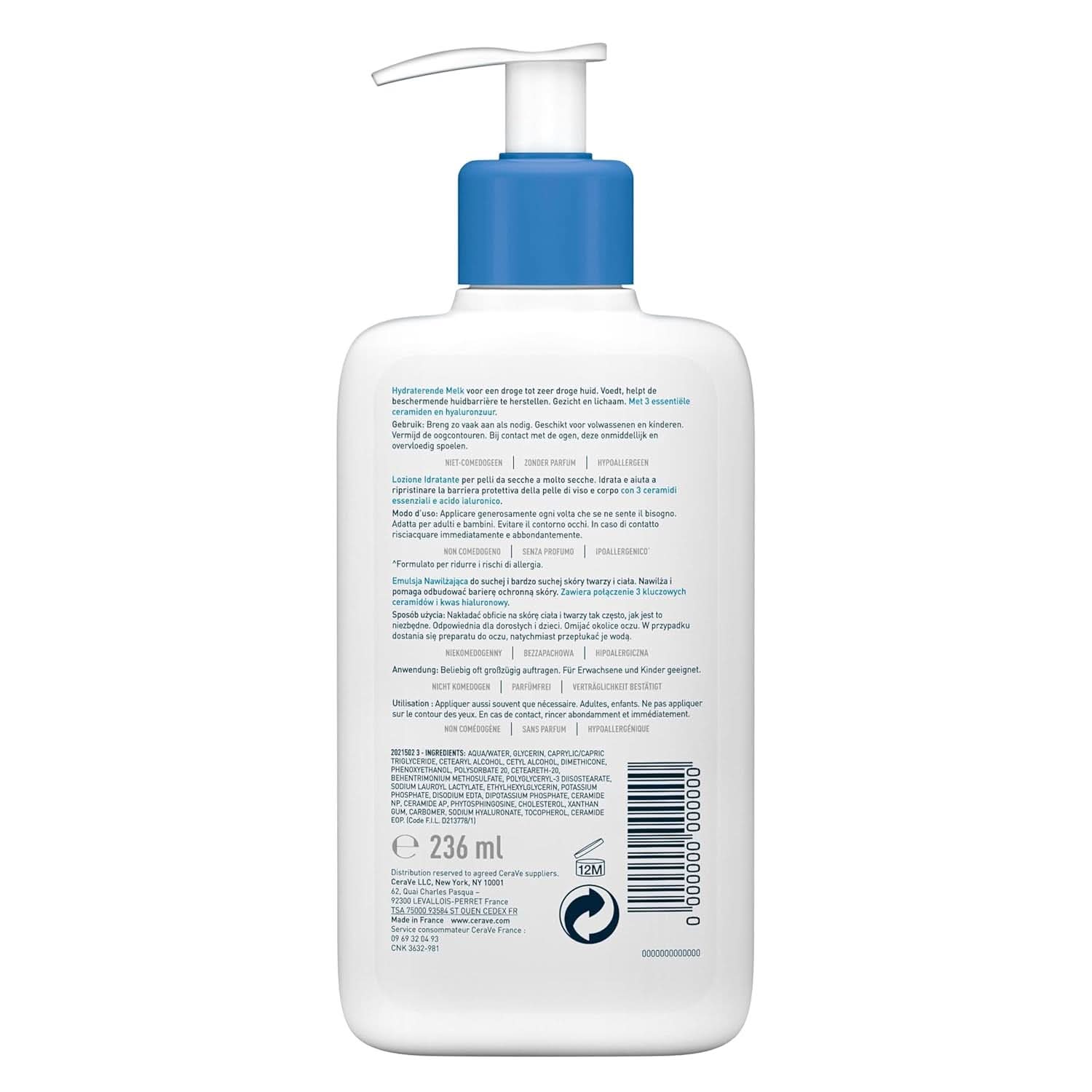 Cerave balsam do ciała z pompką dozującą, odpowiedni do atopowego zapalenia skóry oraz skóry suchej i bardzo suchej, 236 ml Sklep Kosmetyki i Urody Naty