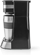 Espressor NEDIS - Kawa filtrowana - 0,4 l - 1 filiżanka - Timer - Czarny / Srebrny