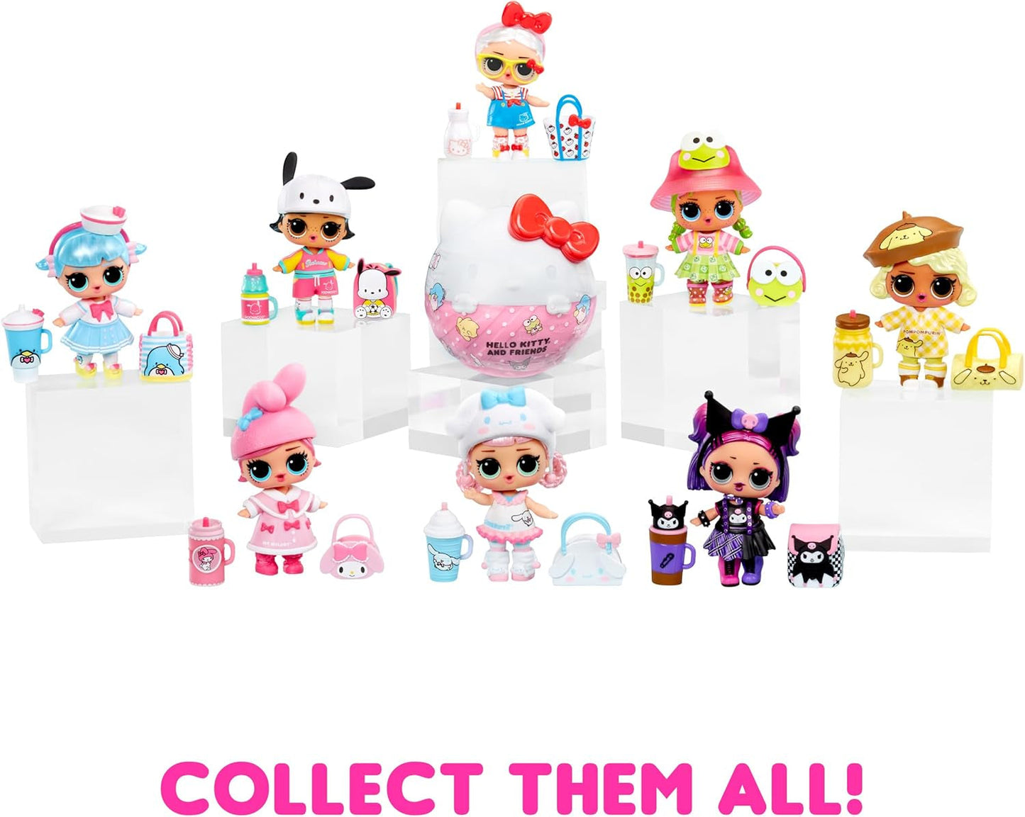 L.O.L. Niespodzianka! Uwielbia Hello Kitty i przyjaciół - 1 lalka z 7 niespodziankami, losowy wybór, 8 zabawek do zebrania, prezent dla dzieci w wieku 4+, różowe lalki Naty Shop
