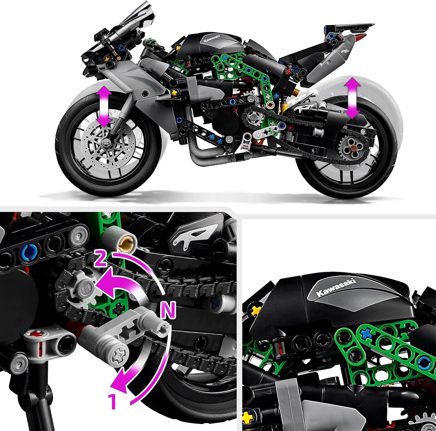 LEGO Technic Motocykl Kawasaki Ninja H2R, prezent urodzinowy dla dzieci i dorosłych, dekoracja, zabawka, model dla chłopców i dziewcząt w wieku 10+ 42170 Zestawy do budowania Besuche w sklepie LEGO